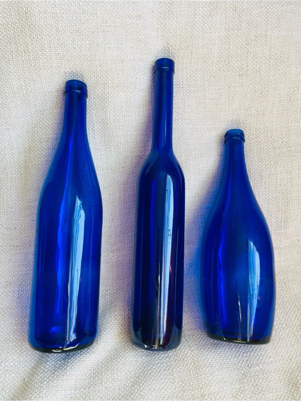 (3) Vintage Cobalt Blue Glass Bottles